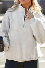 Half Zip Drop Shoulder Long Sleeve Sweatshirt for a perfect OOTD – dress to impress outfits from Amexza