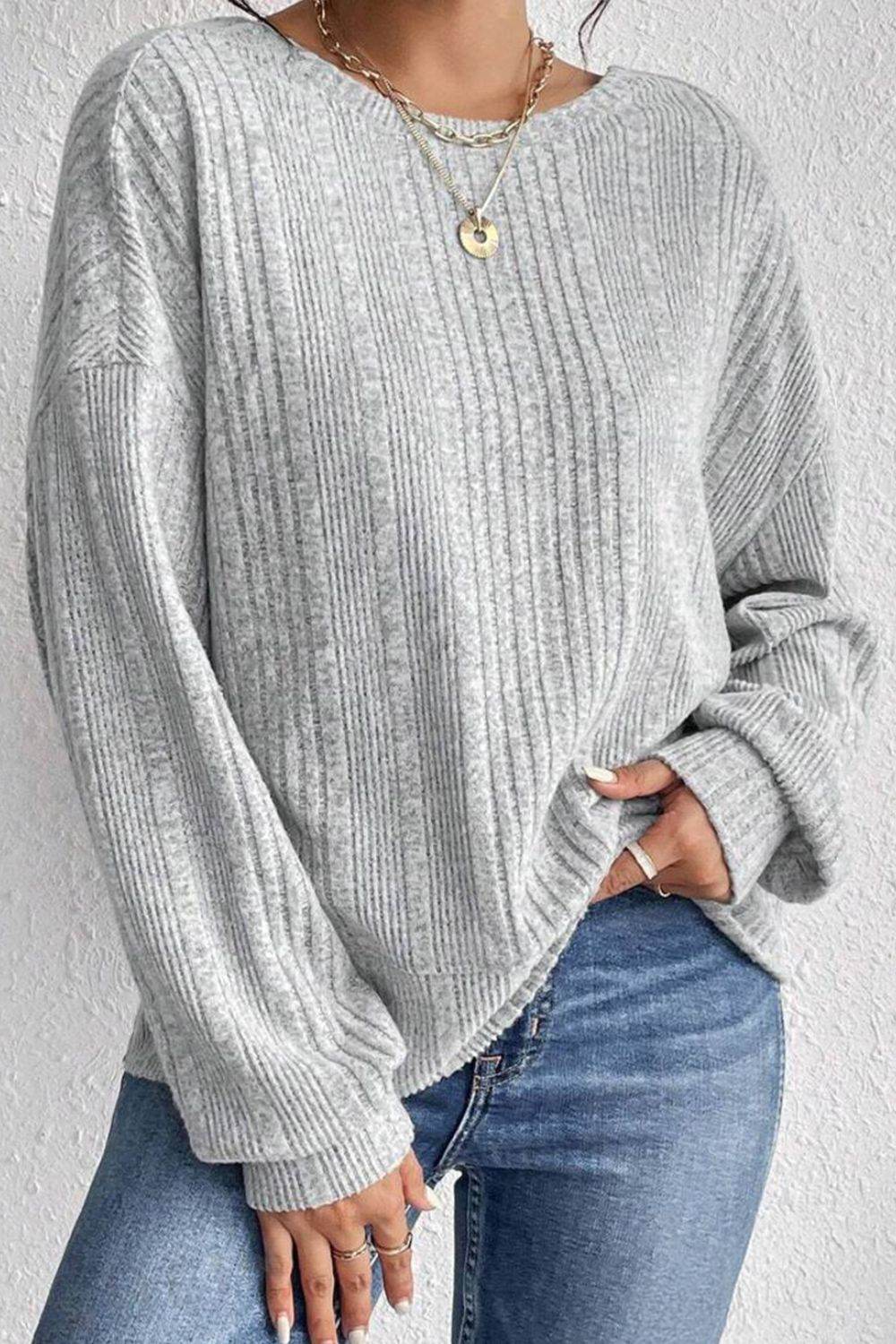 Crossover Backless Long Sleeve Knit Top - Amexza