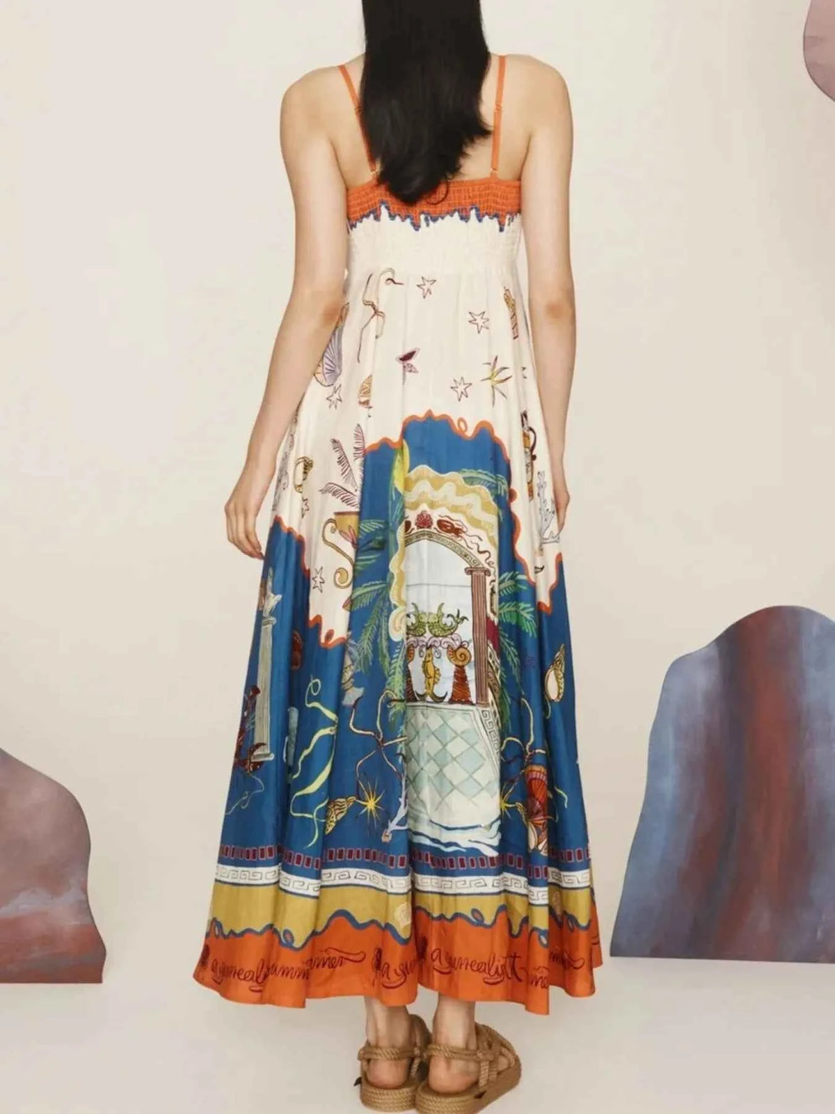 Printed Square Neck Maxi Cami Dress