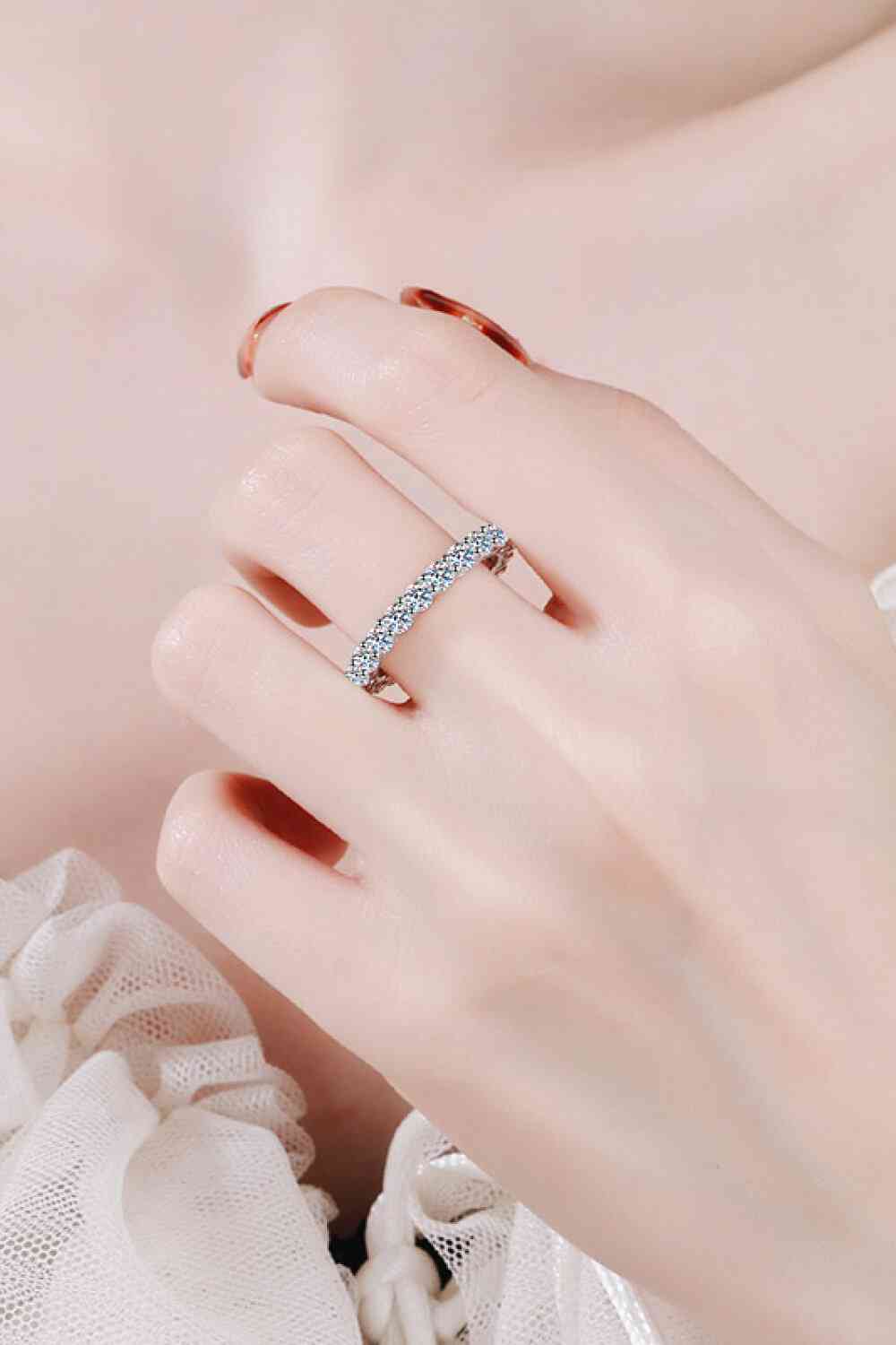 Moissanite Rhodium-Plated Ring Silver for a perfect OOTD – dress to impress outfits from Amexza