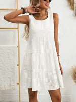 Plaid Round Neck Sleeveless Mini Dress for a perfect OOTD – dress to impress outfits from Amexza