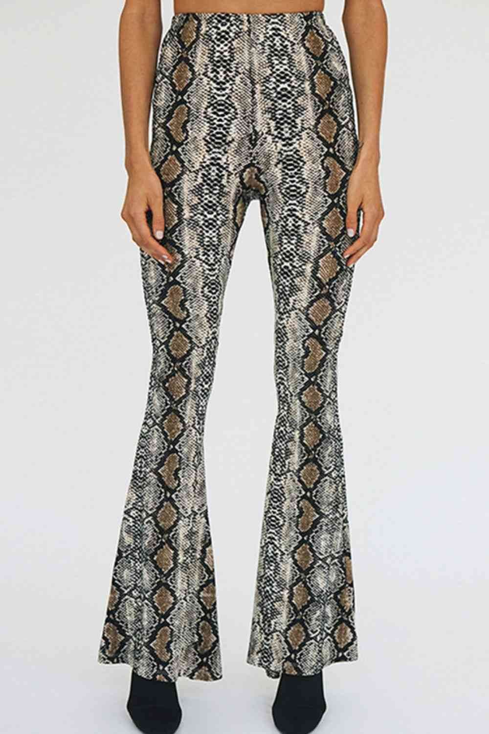 Snakeskin Print Flare Pants for a perfect OOTD – dress to impress outfits from Amexza