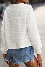 Texture Round Neck Long Sleeve Sweatshirt for a perfect OOTD – dress to impress outfits from Amexza