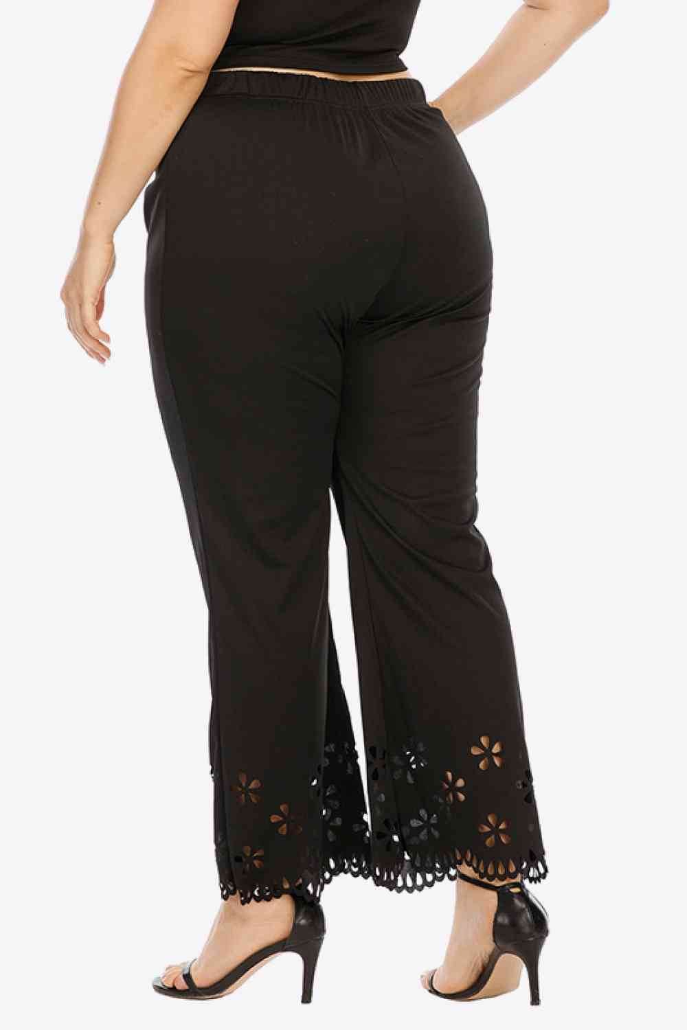 Plus Size Openwork Elastic Waist Pants for a perfect OOTD – dress to impress outfits from Amexza