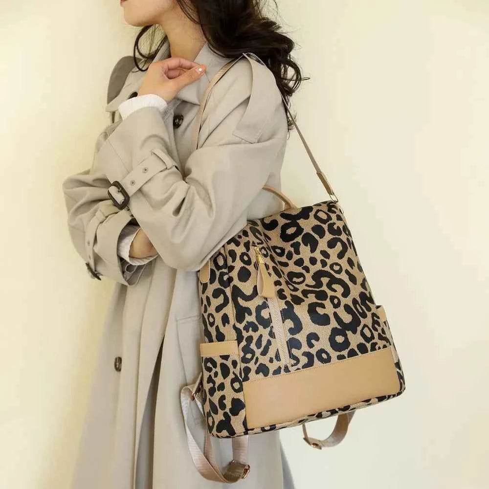 Leopard PU Leather Backpack Bag for a perfect OOTD – dress to impress outfits from Amexza