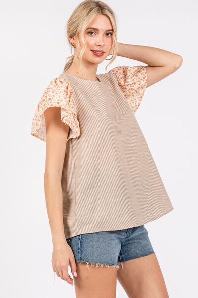 Ces Femme Round Neck Floral Short Sleeve Top for a perfect OOTD – dress to impress outfits from Amexza