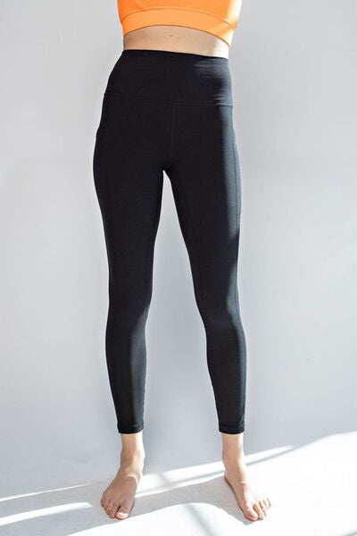 Faith Apparel High Waist Wide Waistband Leggings - Amexza