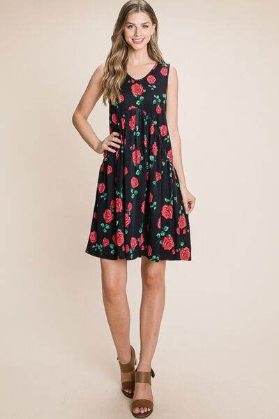 BOMBOM Floral Ruched Tank Dress for a perfect OOTD – dress to impress outfits from Amexza