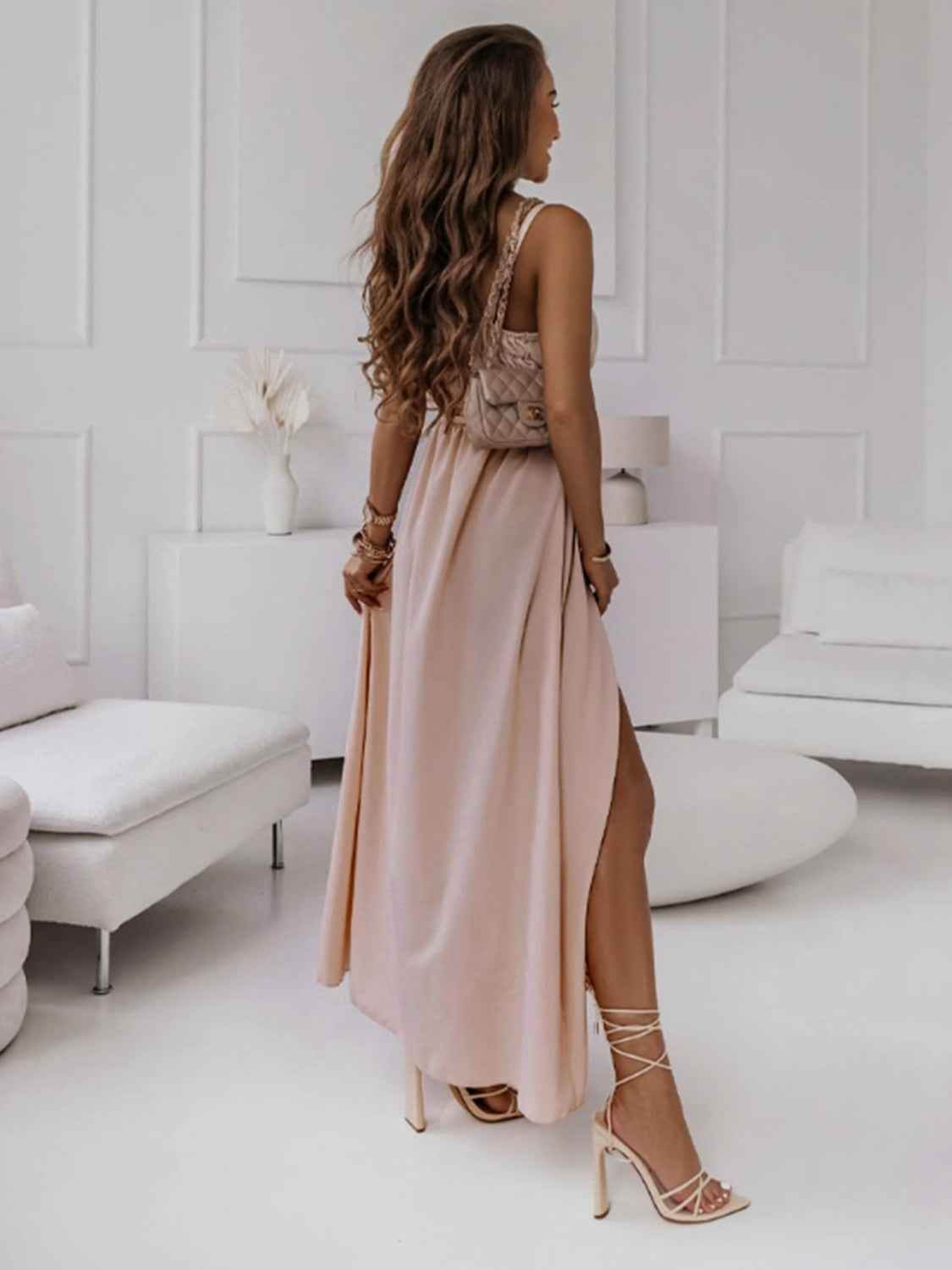 Honey Tied Surplice Sleeveless Midi Cami Dress for a perfect OOTD – dress to impress outfits from Amexza