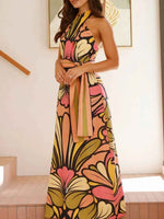 Printed Halter Neck Maxi Cami Dress