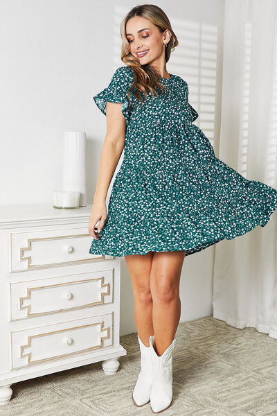 Double Take Short Flounce Sleeve Tiered Dress for a perfect OOTD – dress to impress outfits from Amexza