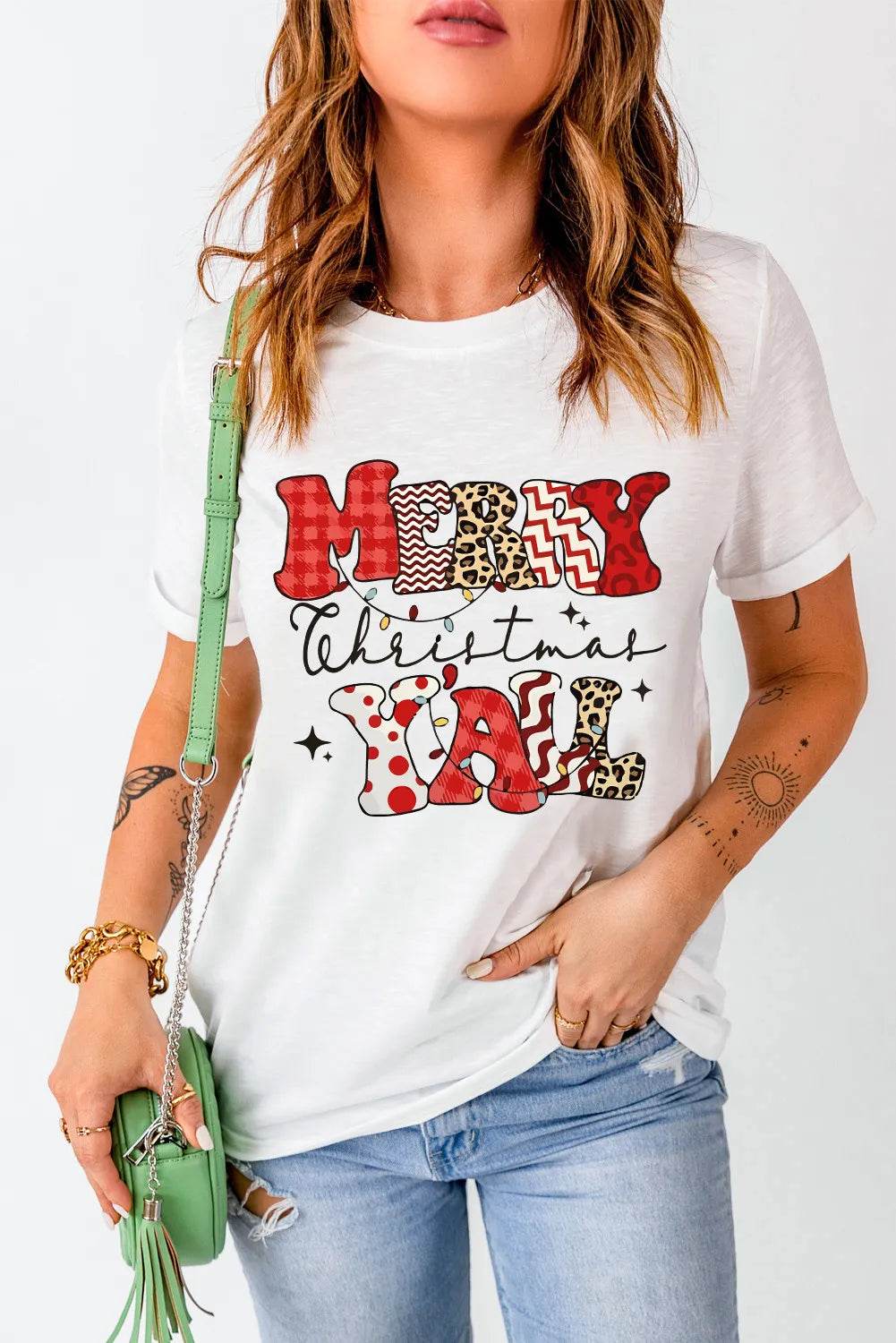 Letter Graphic Round Neck Short Sleeve T-Shirt White for a perfect OOTD – dress to impress outfits from Amexza