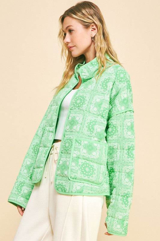 Davi & Dani Vintage Print Open Front Jacket with Pockets for a perfect OOTD – dress to impress outfits from Amexza