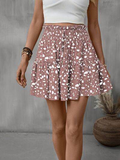 Frill Tied Printed Mini Skirt Dusty Pink for a perfect OOTD – dress to impress outfits from Amexza