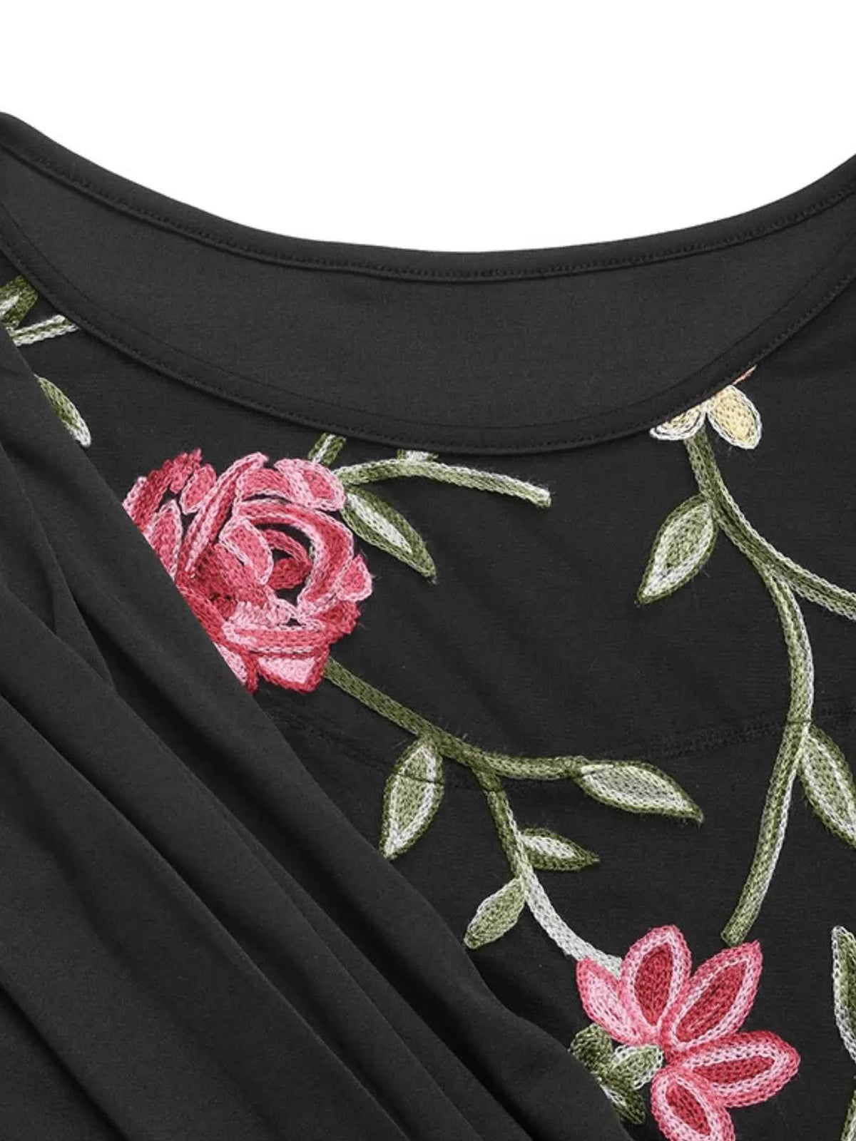 Floral Mesh Sleeve Ruched Maxi Dress