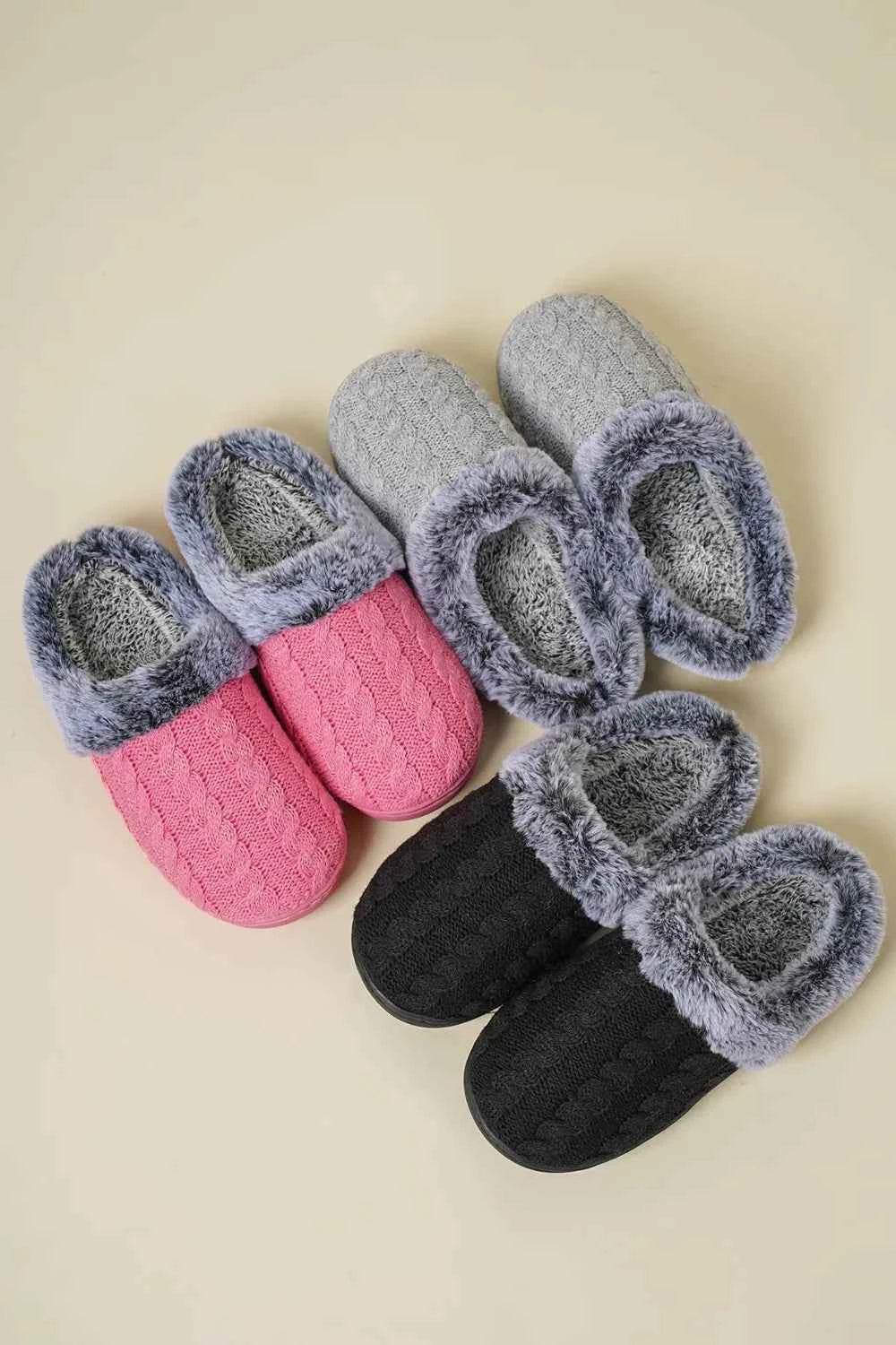 Cable-Knit Fluff Round Toe Slippers for a perfect OOTD – dress to impress outfits from Amexza
