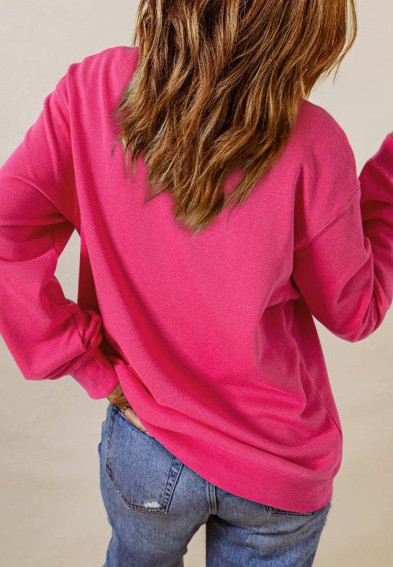 Heart Patch Long Sleeve Sweatshirt - Amexza