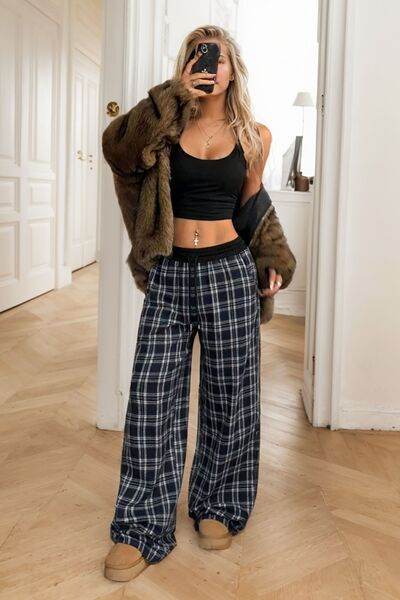 Plaid Wide Leg Pants for a perfect OOTD – dress to impress outfits from Amexza