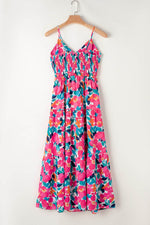 Printed V-Neck Maxi Cami Dress - Amexza