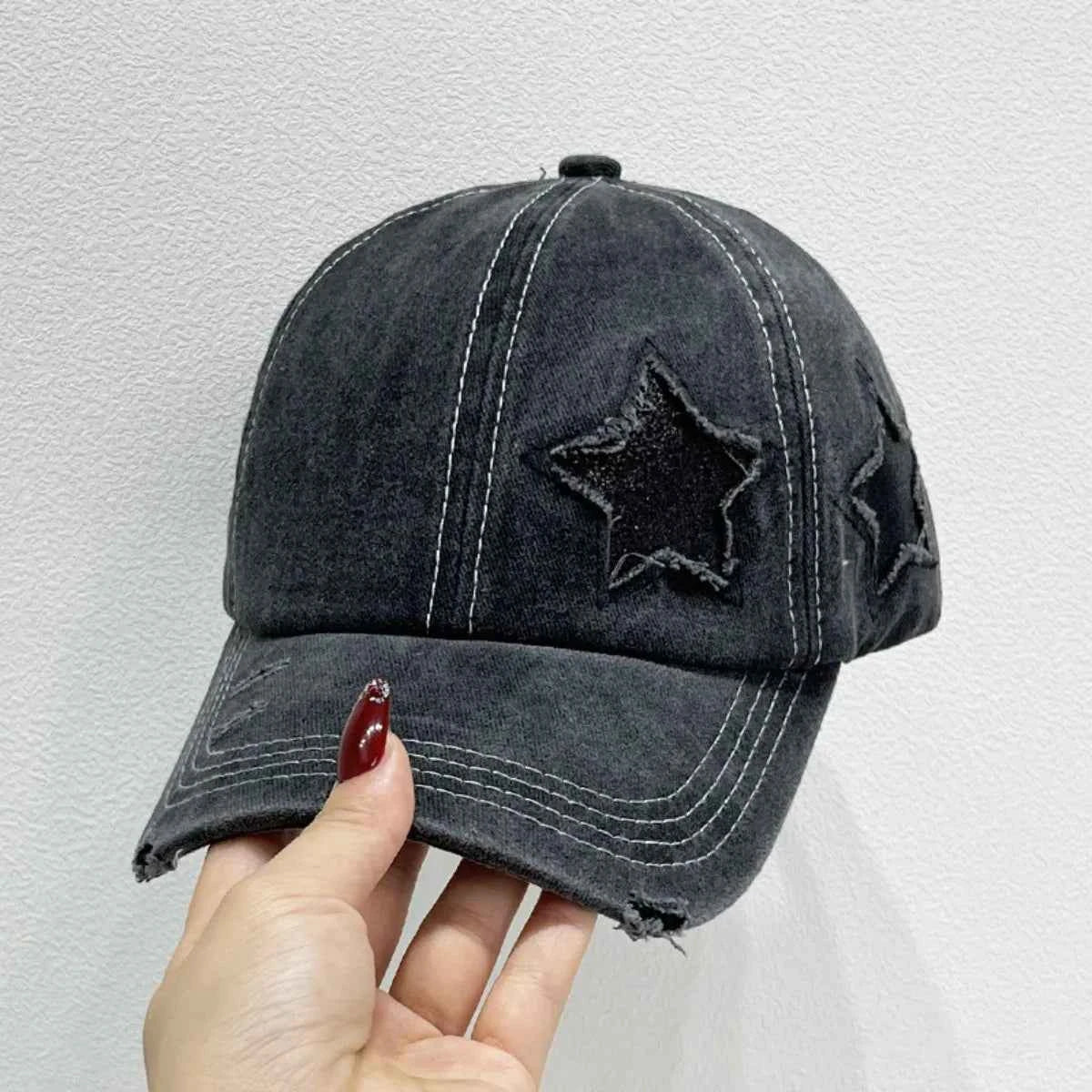 Star Adjustable Baseball Cap Black One Size for a perfect OOTD – dress to impress outfits from Amexza
