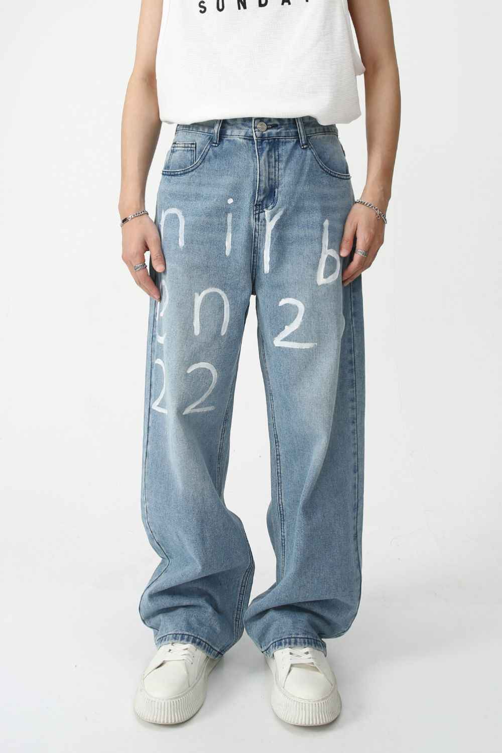 Men's Graffiti Wide Leg Jeans Medium for a perfect OOTD – dress to impress outfits from Amexza