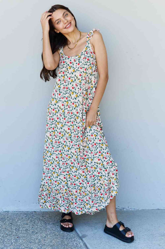 Doublju In The Garden Ruffle Floral Maxi Dress in Natural Rose Floral for a perfect OOTD – dress to impress outfits from Amexza