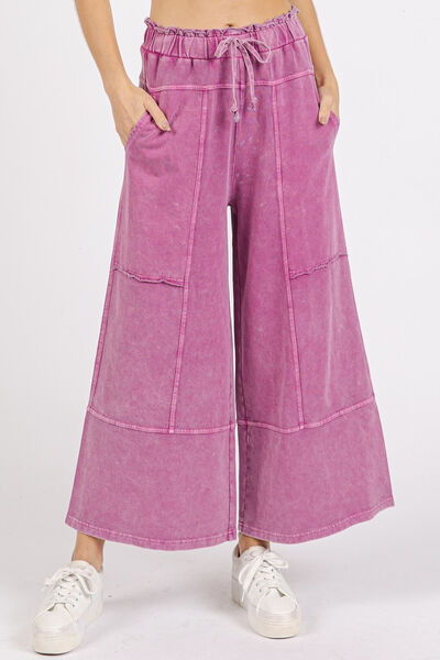 Mittoshop Mineral Wash Seam French Terry Wide Leg Pants Fuchsia Pink for a perfect OOTD – dress to impress outfits from Amexza