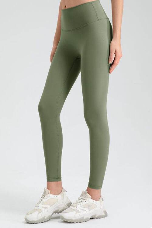 Wide Waistband Sport Leggings - Amexza