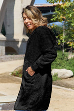 Double Take Full Size Hooded Teddy Bear Jacket with Thumbholes - Amexza