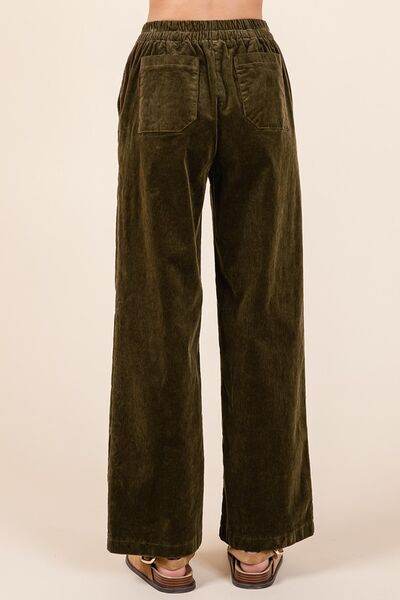 Mittoshop Corduroy Back Elastic Waist Pants - Amexza