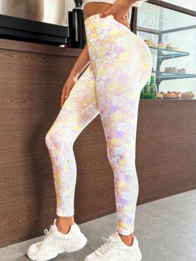 Floral High Waist Active Leggings - Amexza