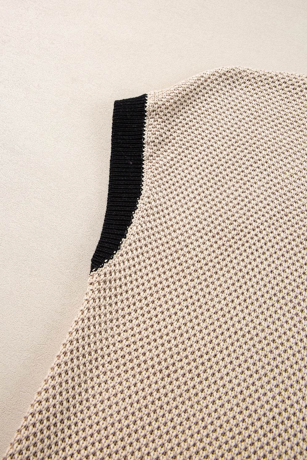 Contrast Trim Round Neck Cap Sleeve Knit Top for a perfect OOTD – dress to impress outfits from Amexza