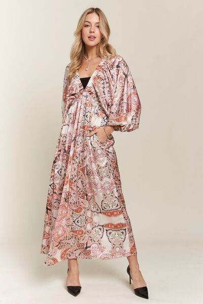 ADORA Printed V-Neck Batwing Sleeve Dress for a perfect OOTD – dress to impress outfits from Amexza