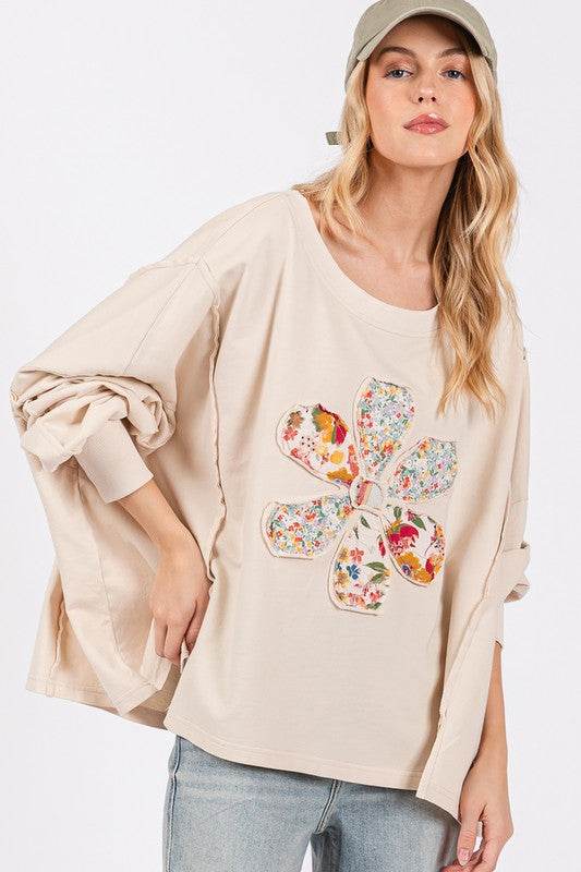 SAGE + FIG Flower Patch Dropped Shoulder Oversize Top for a perfect OOTD – dress to impress outfits from Amexza