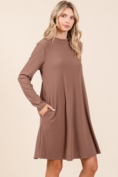 Mittoshop Mock Neck Long Sleeve Dress with Pockets for a perfect OOTD – dress to impress outfits from Amexza