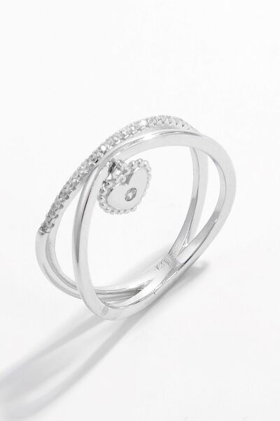 925 Sterling Silver Zircon Heart Charm Ring for a perfect OOTD – dress to impress outfits from Amexza