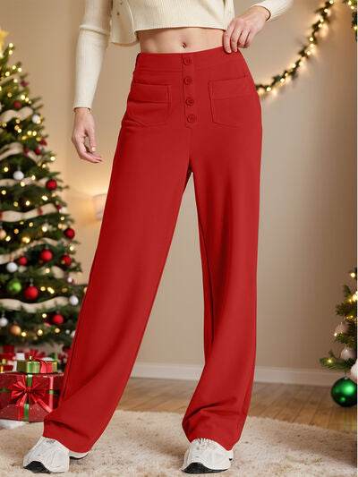 High Waist Wide Leg Pants Deep Red for a perfect OOTD – dress to impress outfits from Amexza