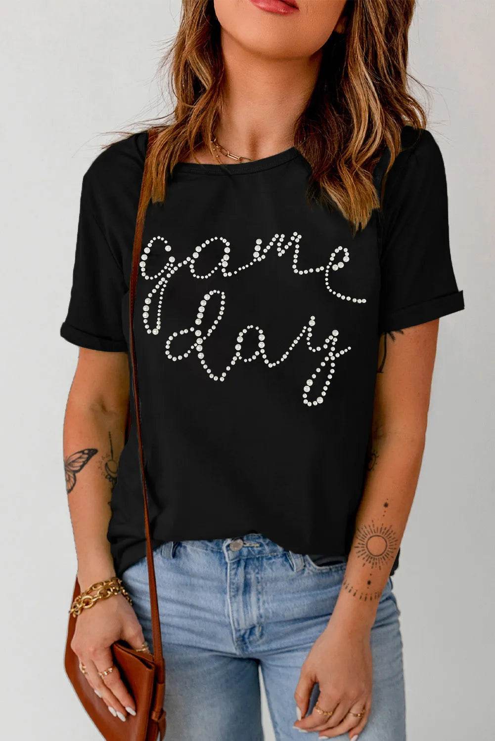 Full Size GAME DAY Round Neck Short Sleeve T-Shirt - Amexza