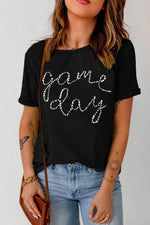 Full Size GAME DAY Round Neck Short Sleeve T-Shirt - Amexza