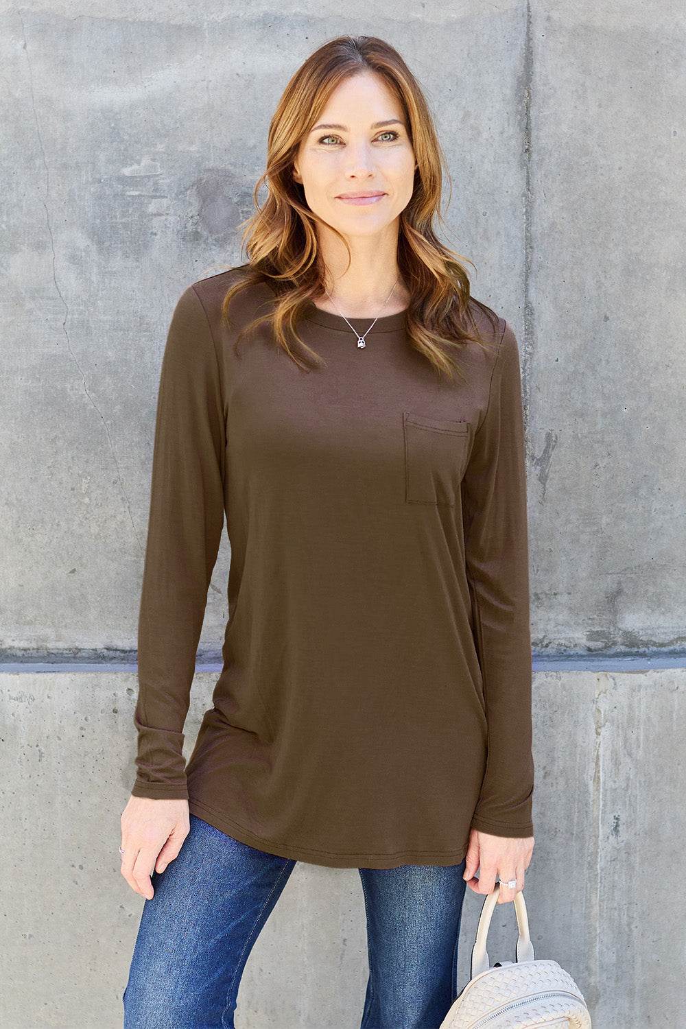 Basic Bae Full Size Round Neck Long Sleeve Top - Amexza