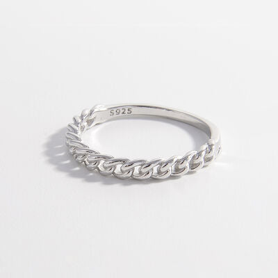 925 Sterling Silver Curb Chain Ring Silver for a perfect OOTD – dress to impress outfits from Amexza