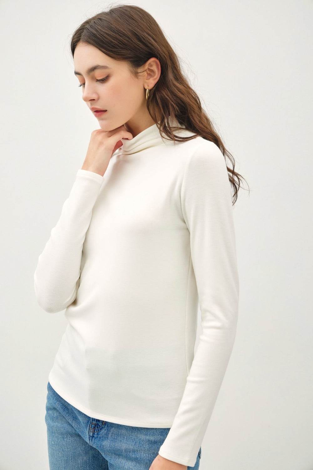 Be Cool Mock Neck Long Sleeve T-Shirt - Amexza