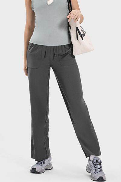 Millennia Drawstring Pocketed Active Pants - Amexza