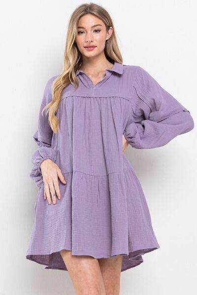 Ces Femme Johnny Collar Balloon Sleeve Mini Dress for a perfect OOTD – dress to impress outfits from Amexza