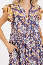 Mittoshop Floral Ruffled Notched Cap Sleeve Maxi Dress for a perfect OOTD – dress to impress outfits from Amexza