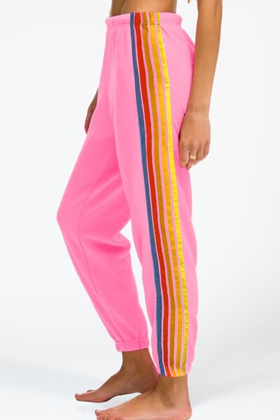 Contrast Striped Elastic Waist Active Pants for a perfect OOTD – dress to impress outfits from Amexza