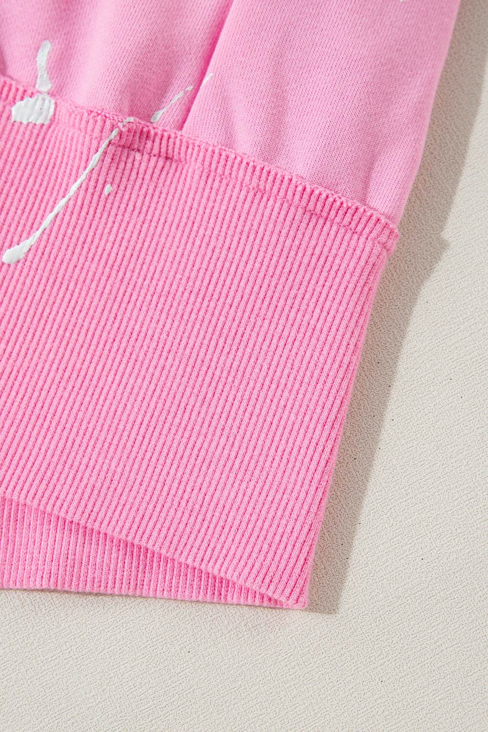 Exposed Seam Splatter Print Round Neck Sweatshirt for a perfect OOTD – dress to impress outfits from Amexza