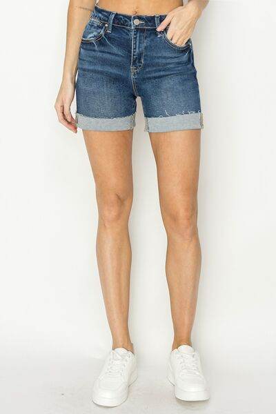 RISEN High Rise Cuffed Denim Shorts for a perfect OOTD – dress to impress outfits from Amexza