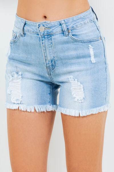 American Bazi High Waist Distressed Frayed Denim Shorts for a perfect OOTD – dress to impress outfits from Amexza