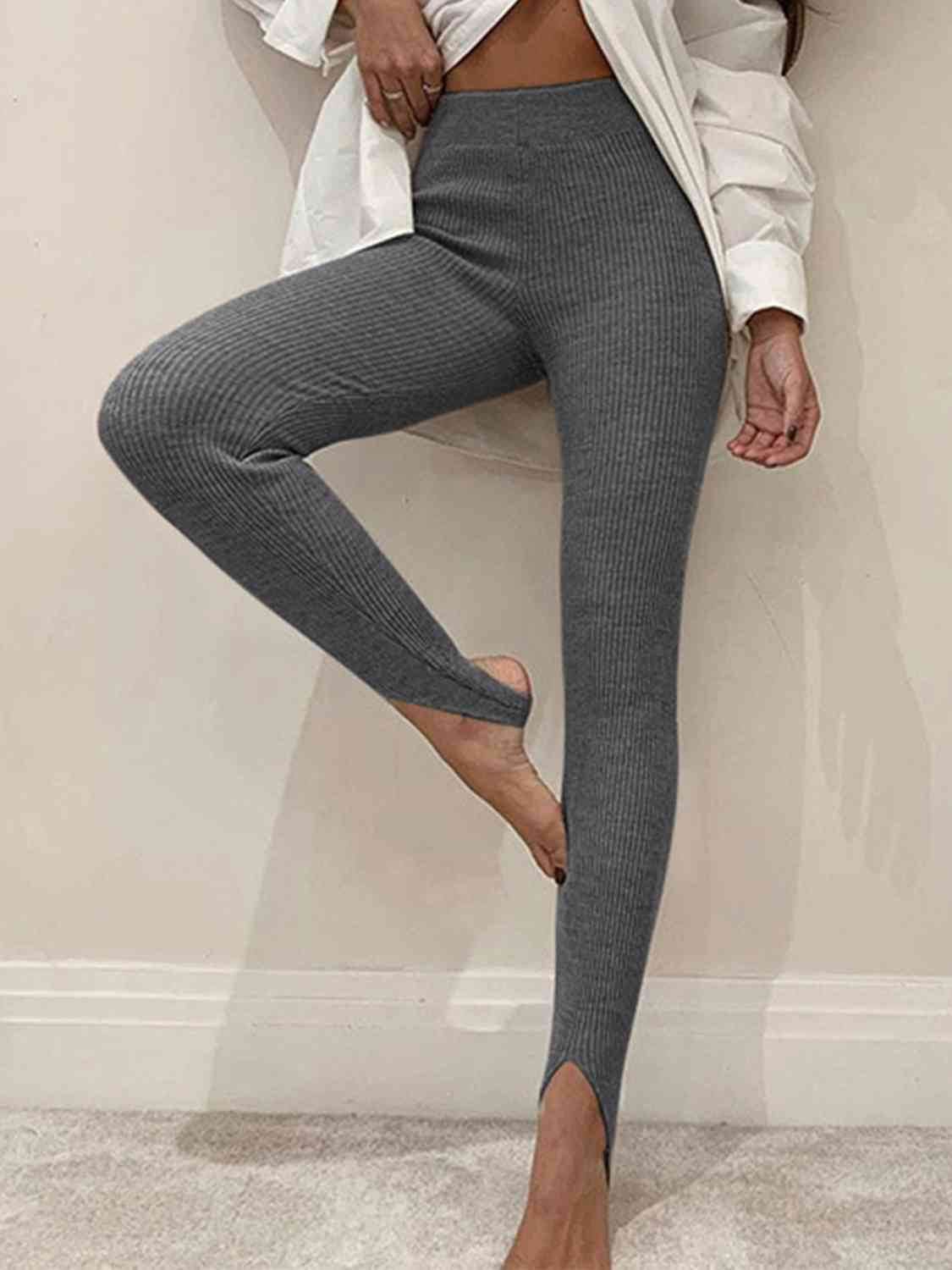 Ribbed Mid Waist Leggings Charcoal for a perfect OOTD – dress to impress outfits from Amexza